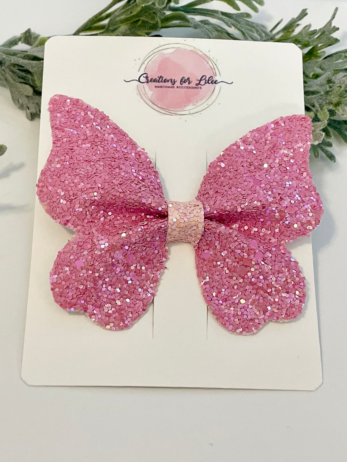 Large Butterfly Hair Bow - Sparkly Pink