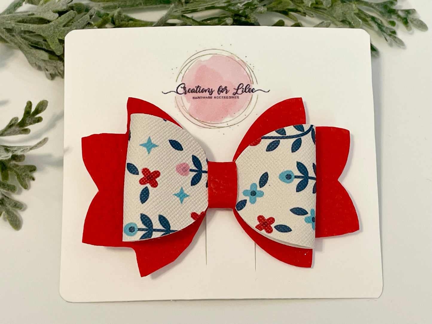 Hair Bows - Red & Floral