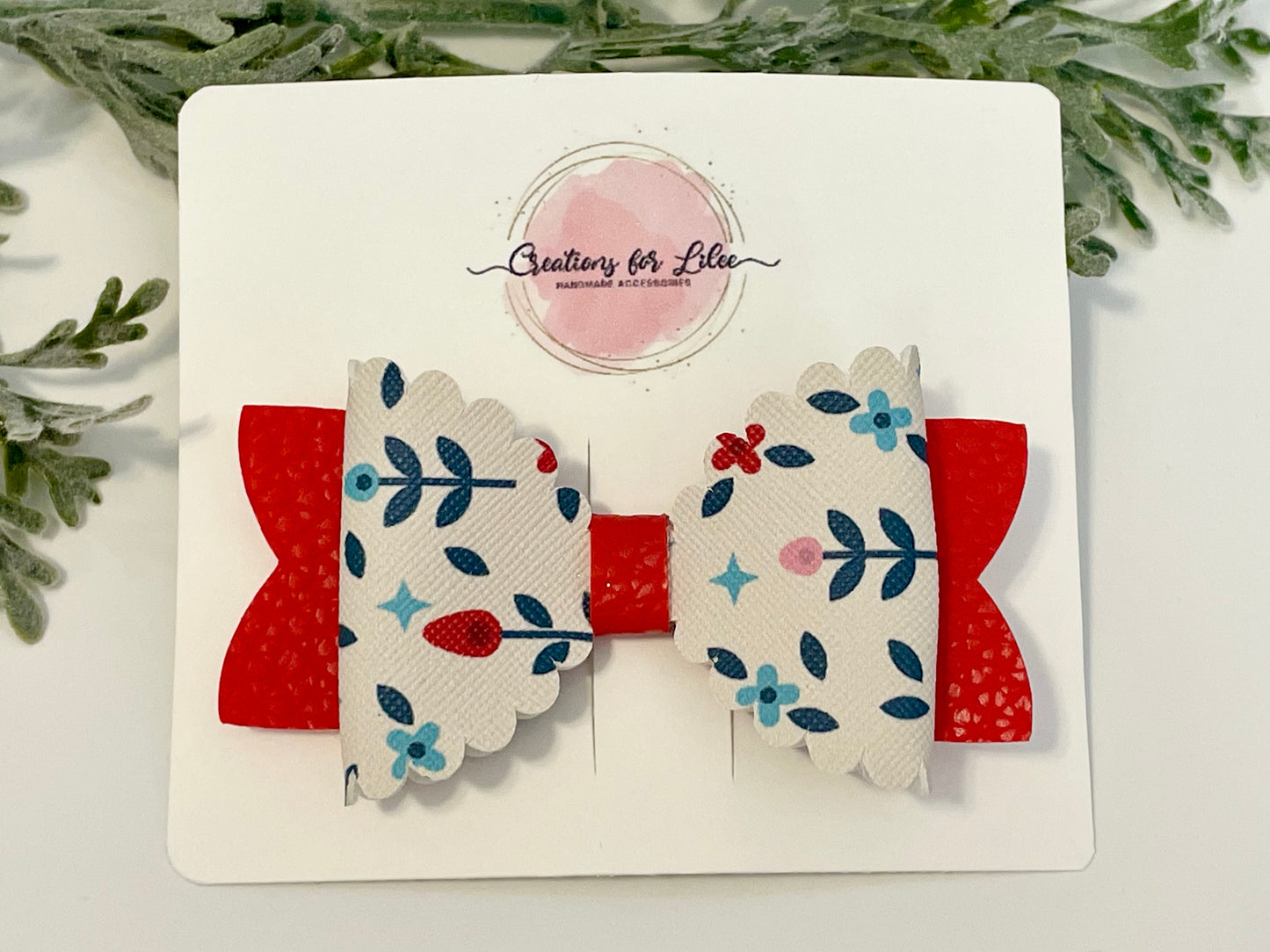 Hair Bows - Red & Floral