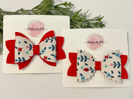 Hair Bows - Red & Floral