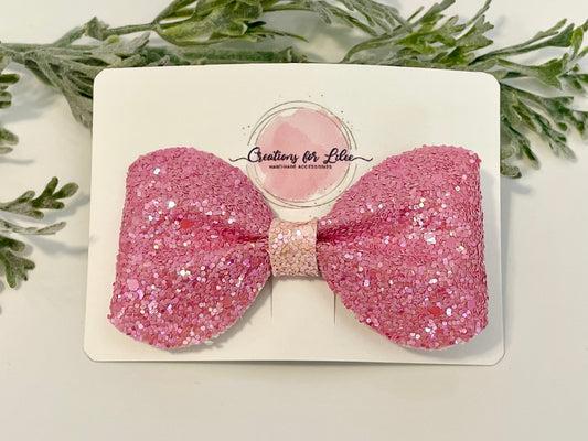 Hair Bow - Sparkly Pink