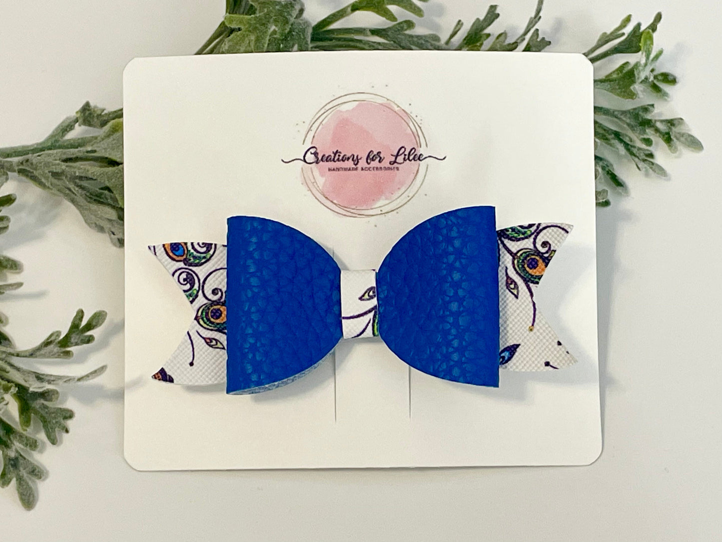 Hair Bows - Blue Peacock