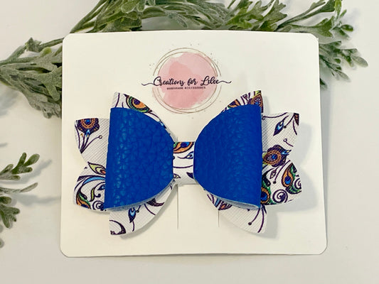 Hair Bows - Blue Peacock