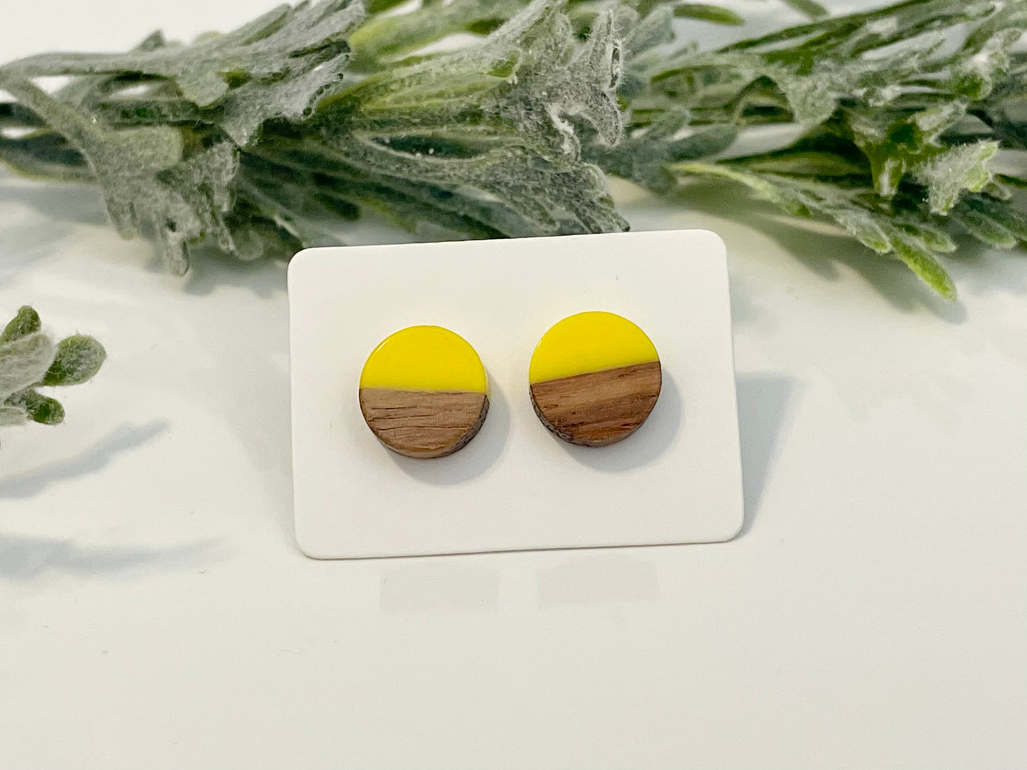 Wood & Resin Stud Earrings