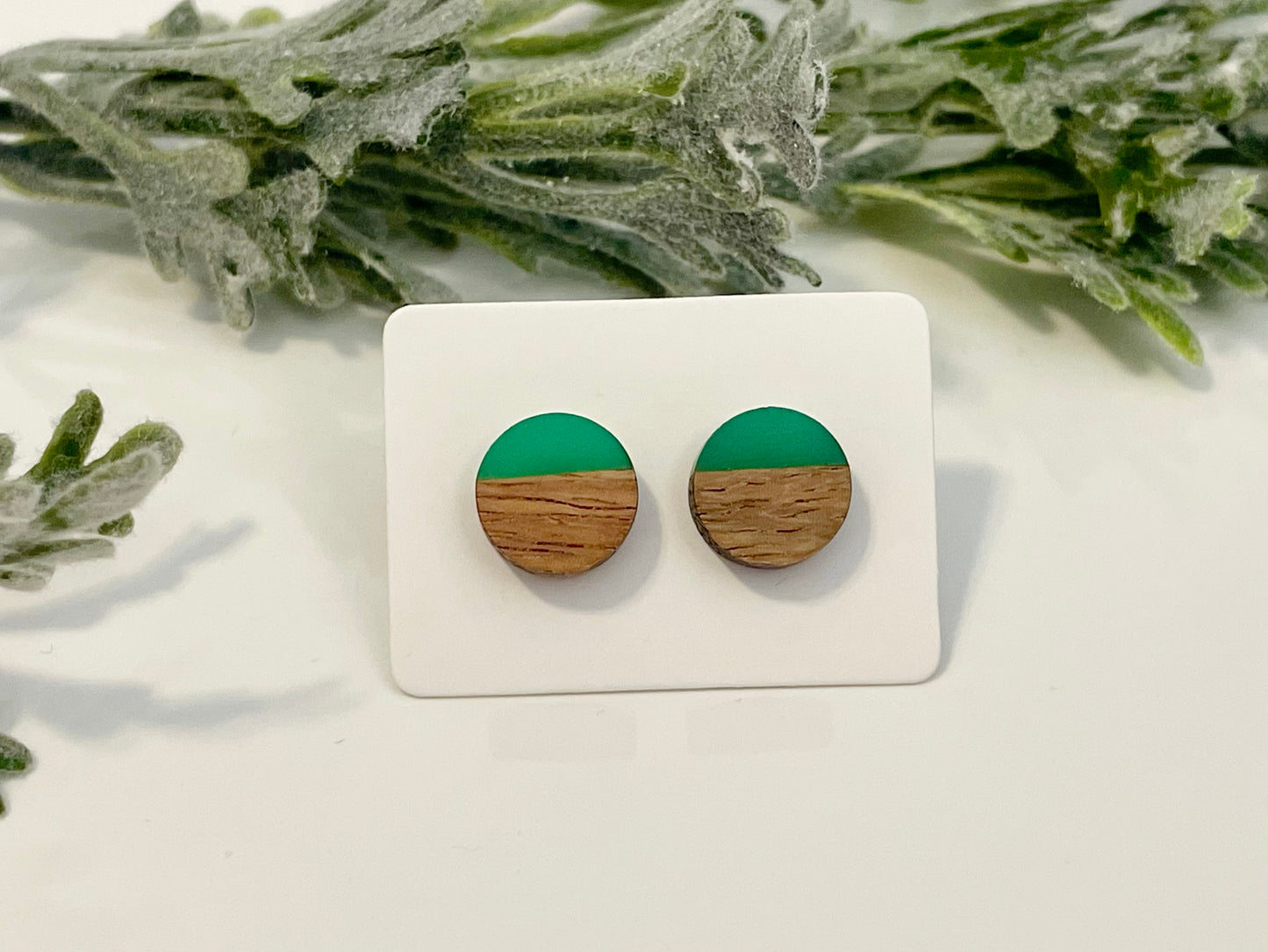 Wood & Resin Stud Earrings