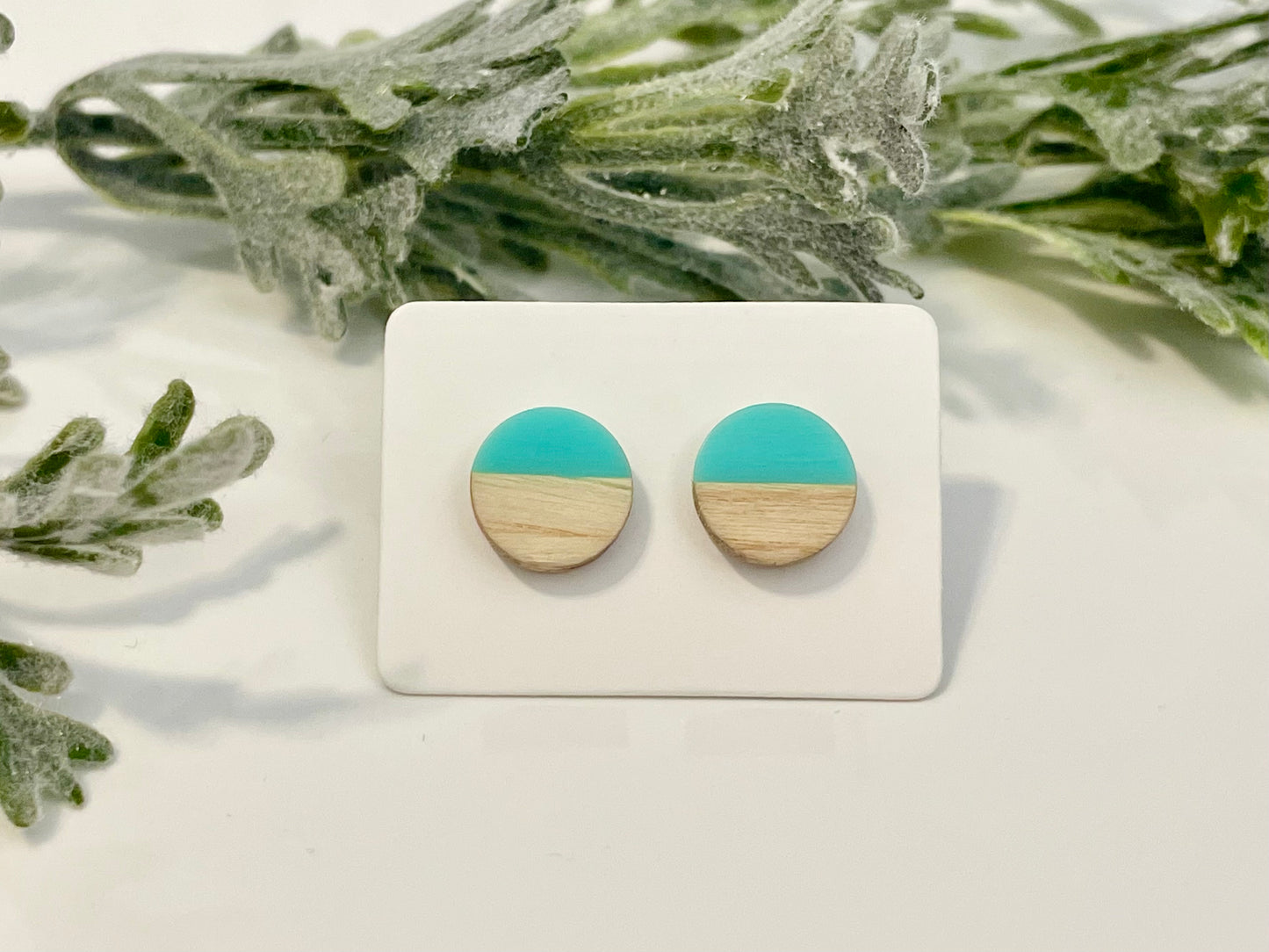 Wood & Resin Stud Earrings