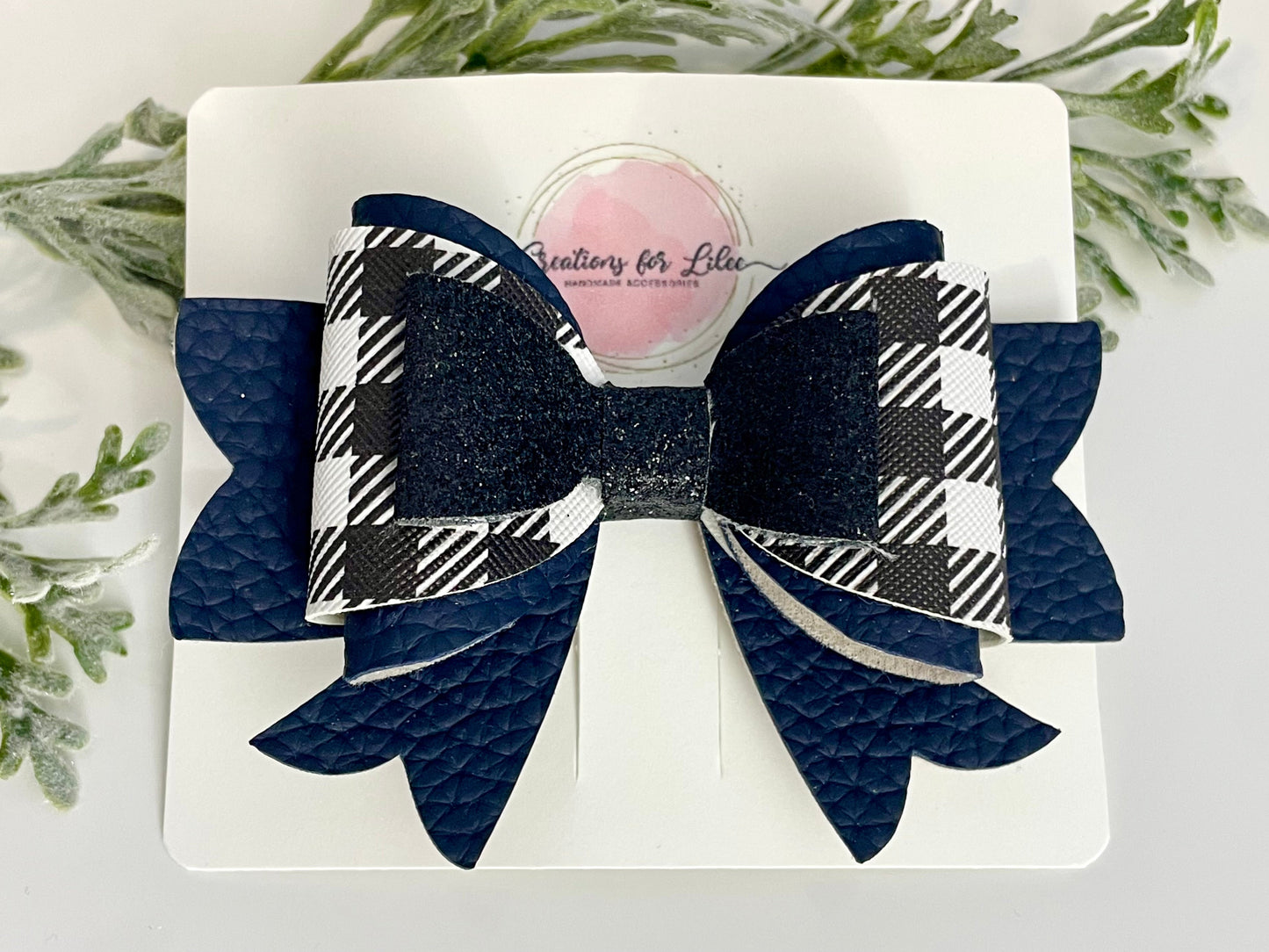 Hair Bows - Black & White Plaid