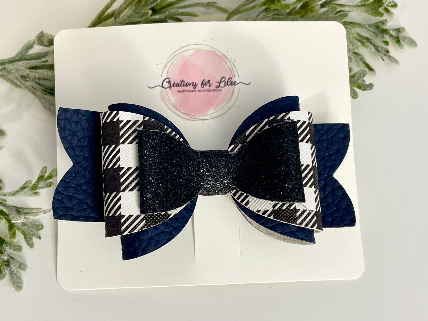 Hair Bows - Black & White Plaid