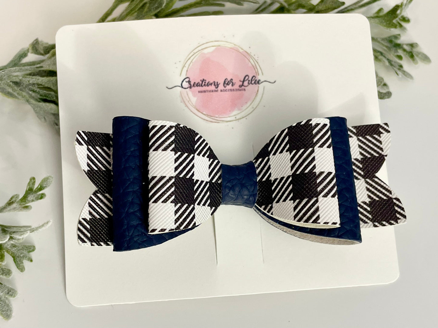 Hair Bows - Black & White Plaid