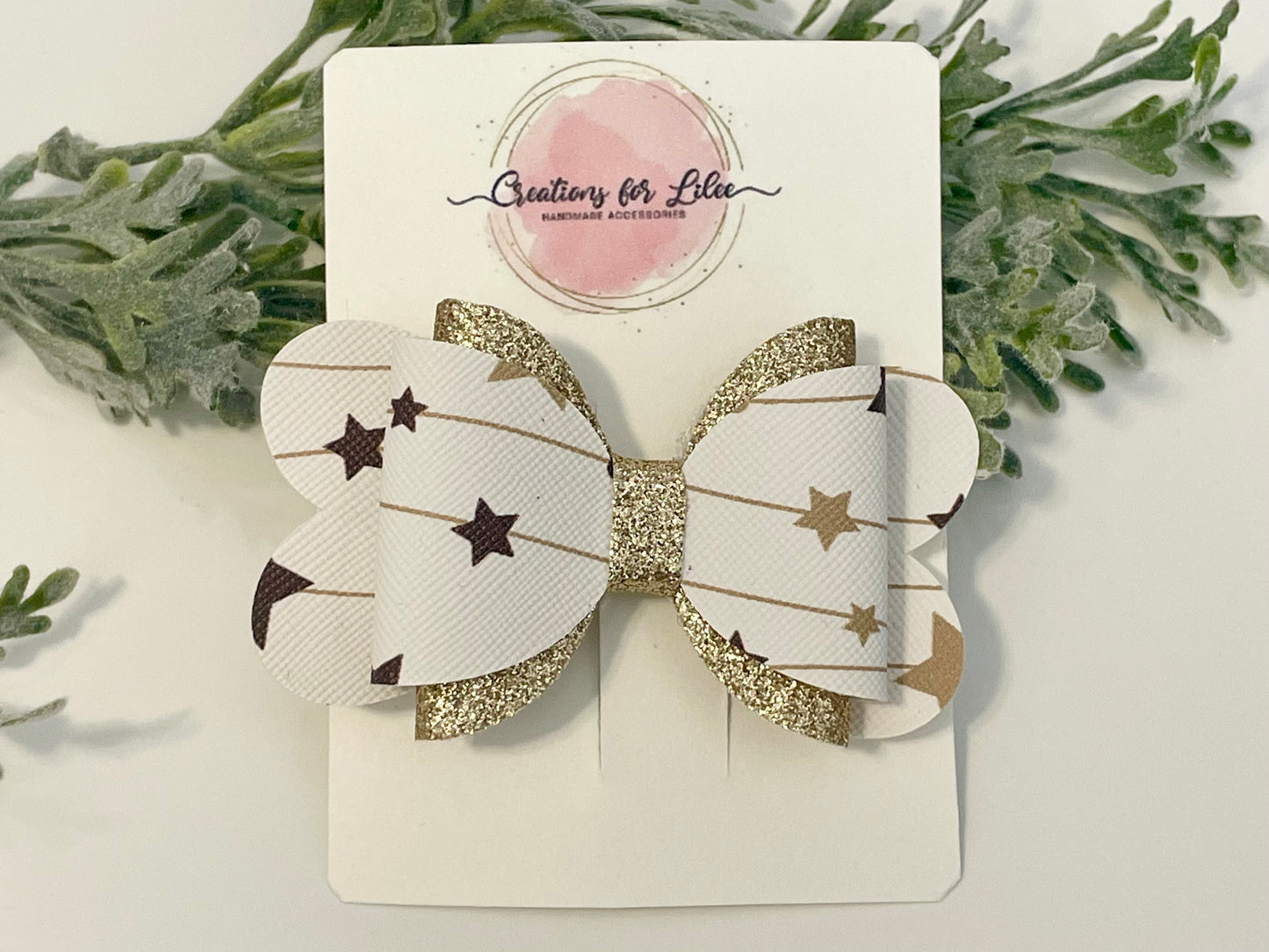 Hair Bows - Gold Stars & Glitter