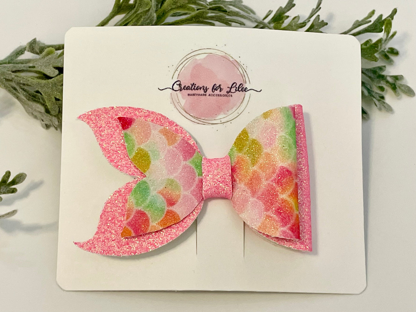 Mermaid Hair Bows - Neon Pink