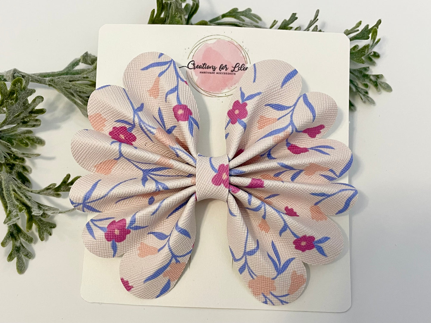 Large Floral Pinch Hair Bows