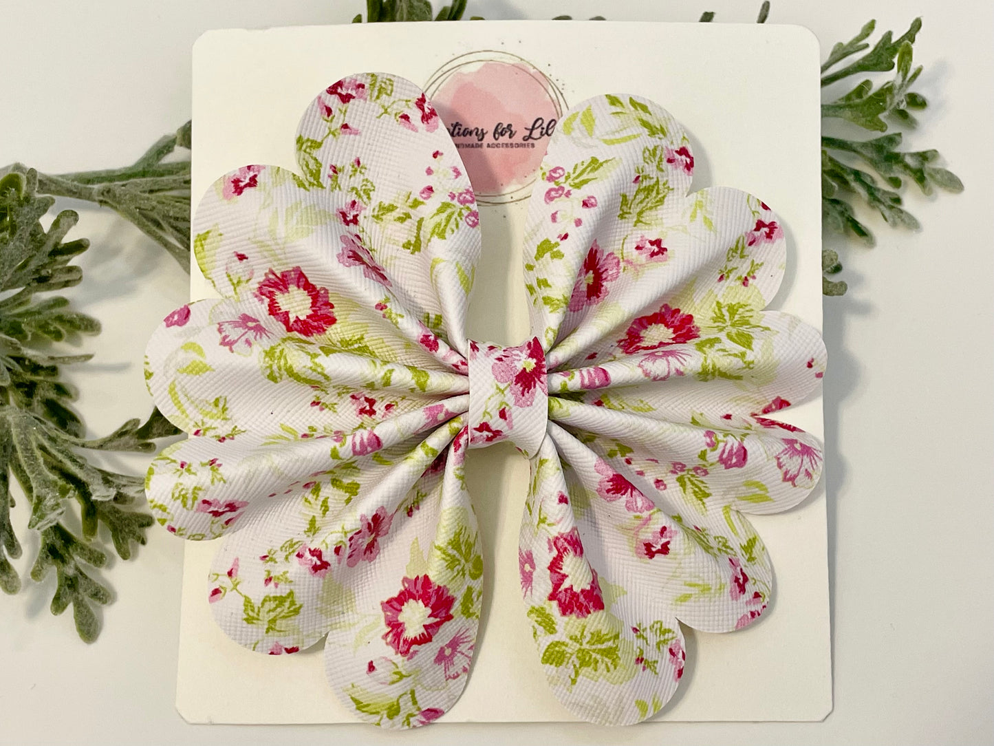 Large Floral Pinch Hair Bows