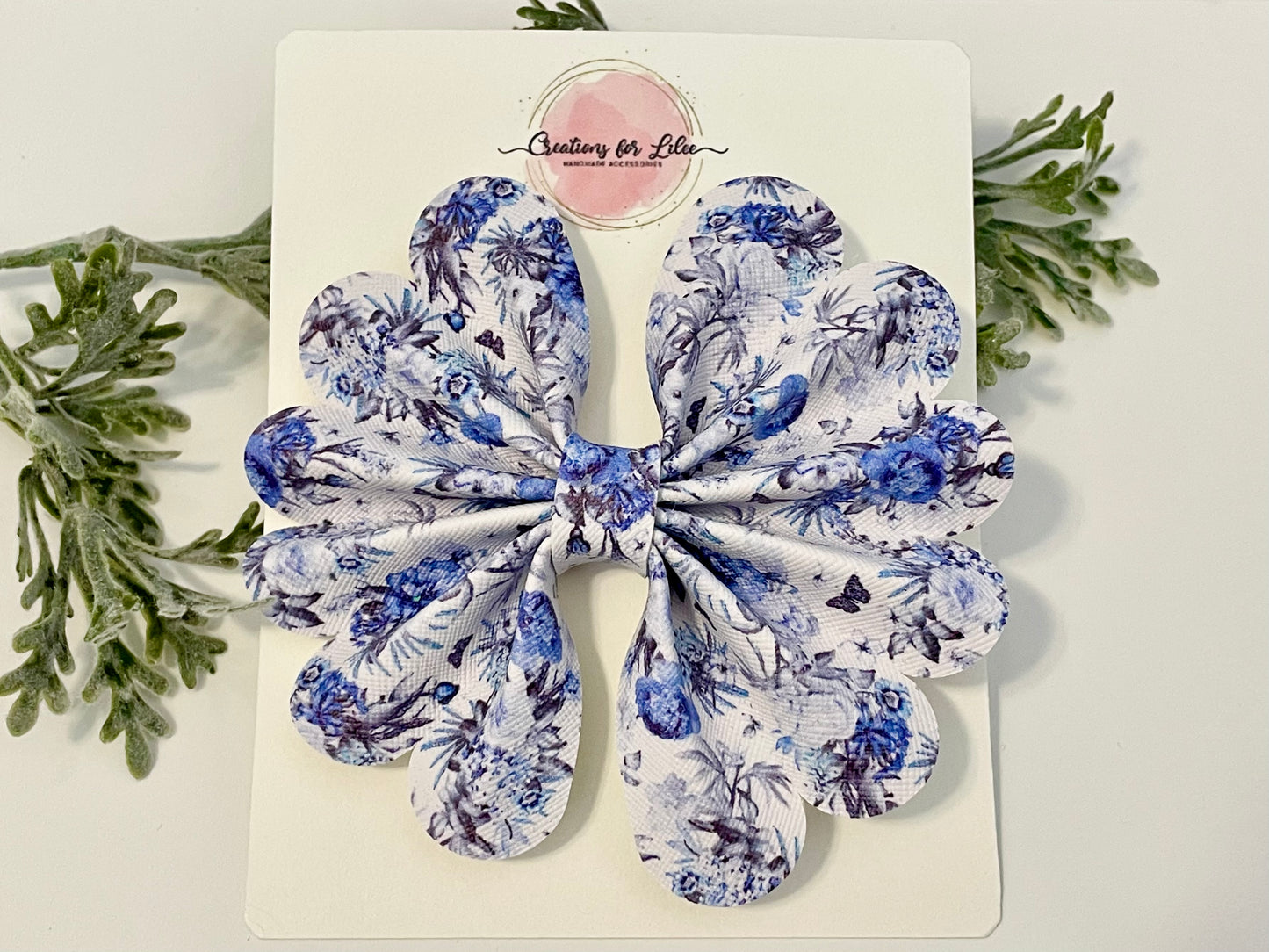 Large Floral Pinch Hair Bows