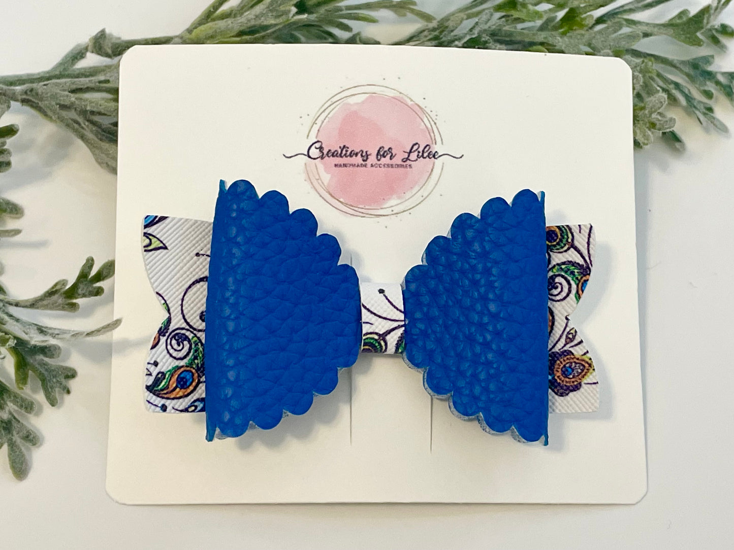 Hair Bows - Blue Peacock