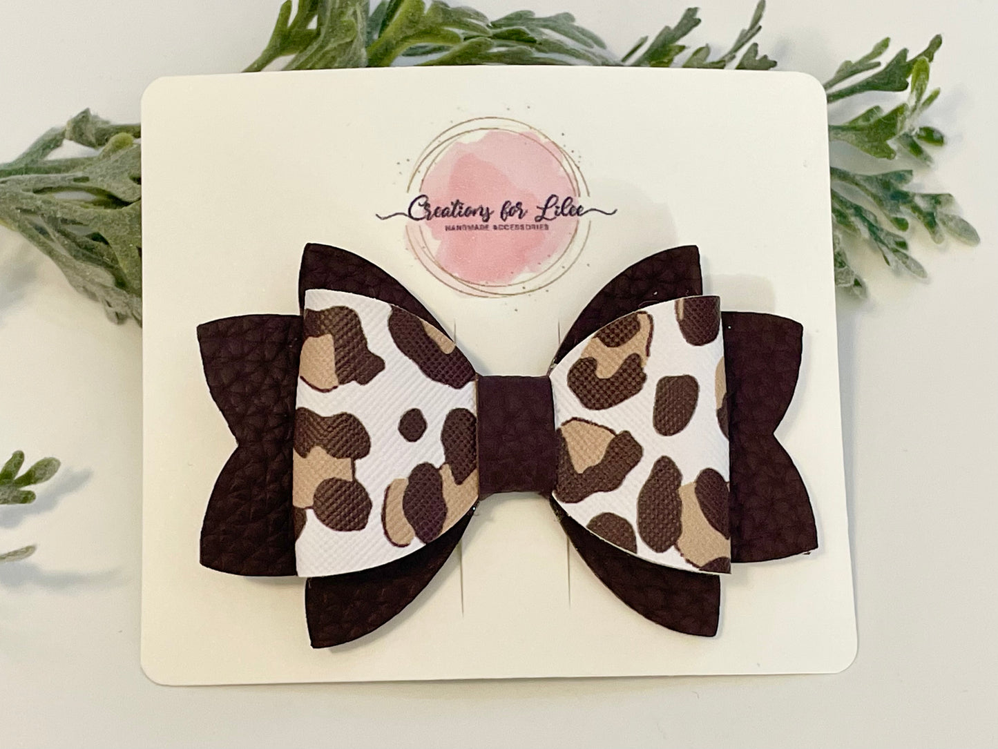 Hair Bows - Leopard & Brown