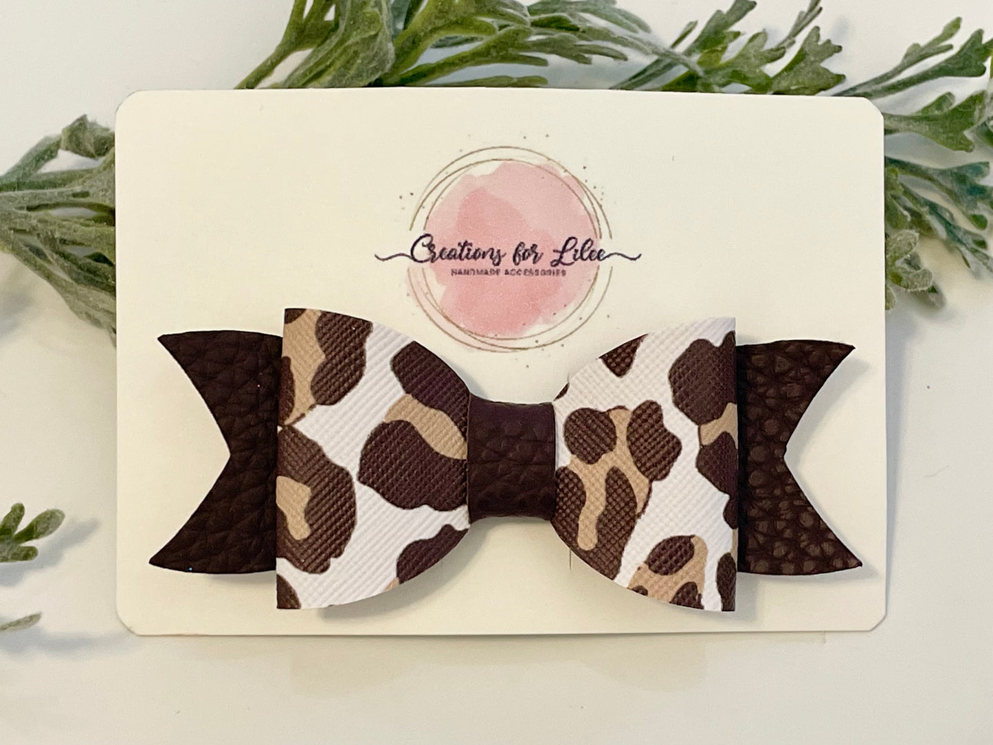 Hair Bows - Leopard & Brown