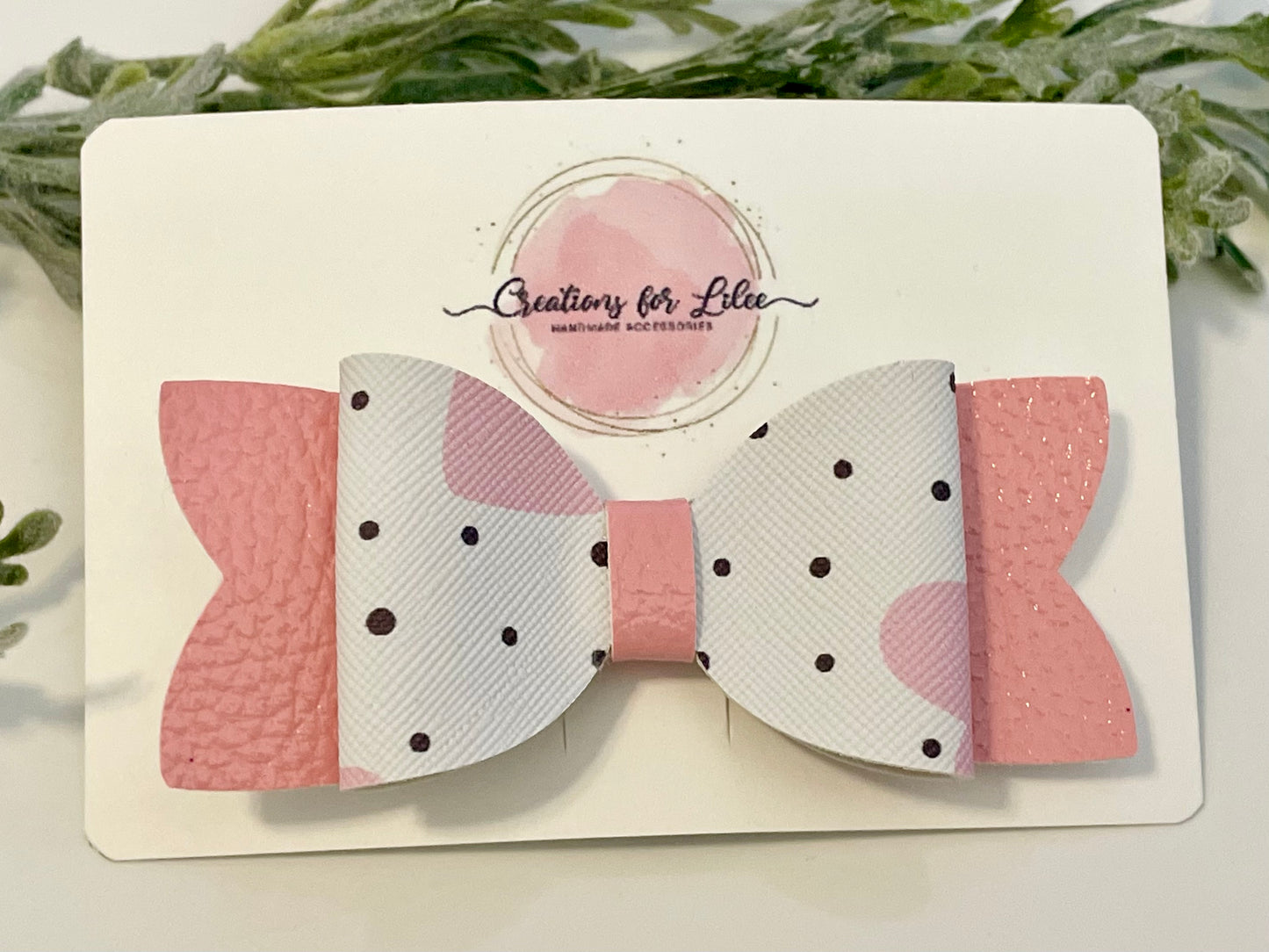 Hair Bows - Pink, White & Polka Dots