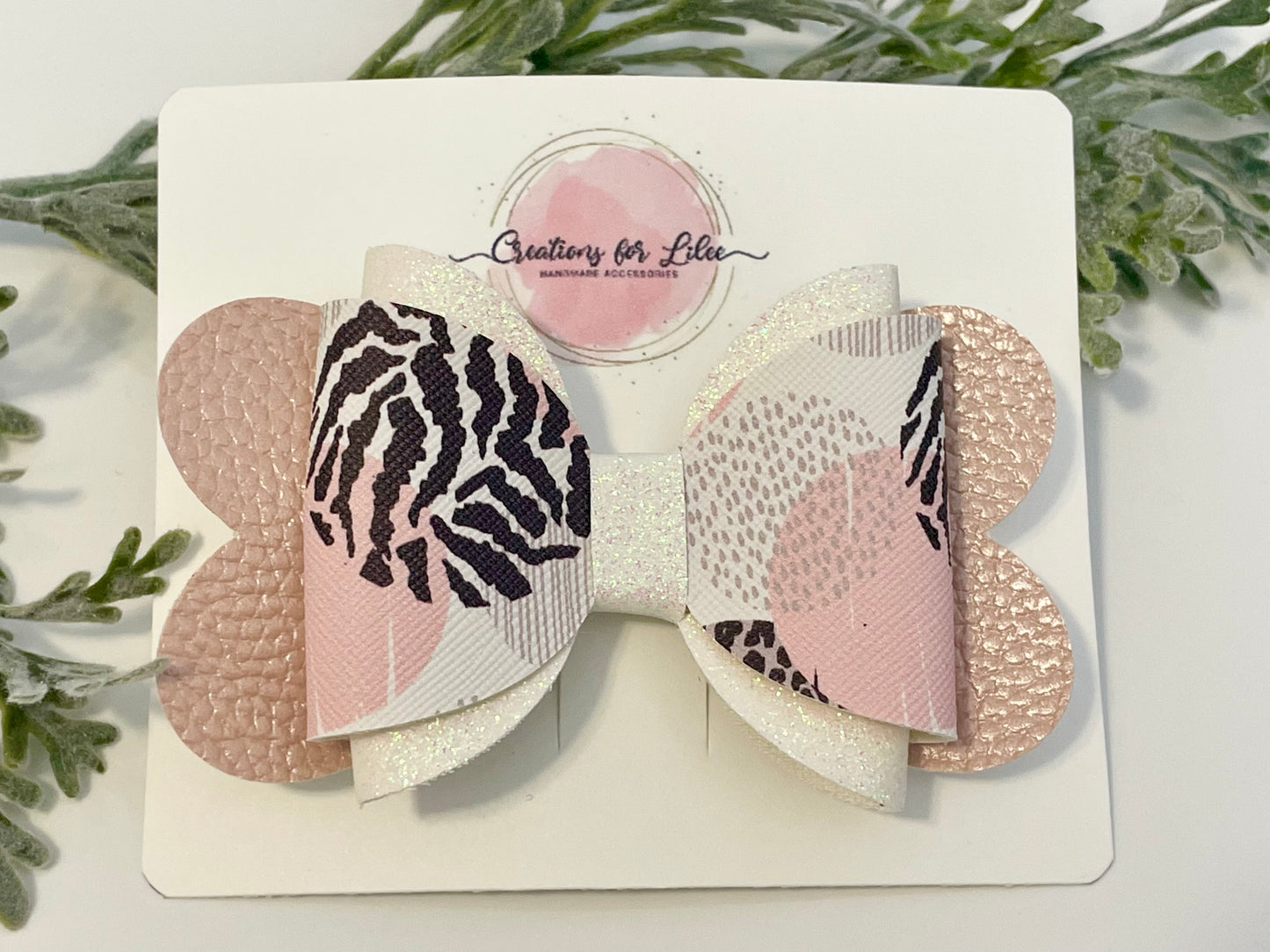 Hair Bows - Metallic Pink, Glitter & Animal Print