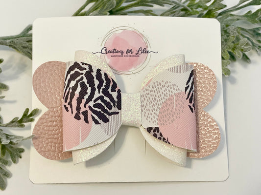 Hair Bows - Metallic Pink, Glitter & Animal Print