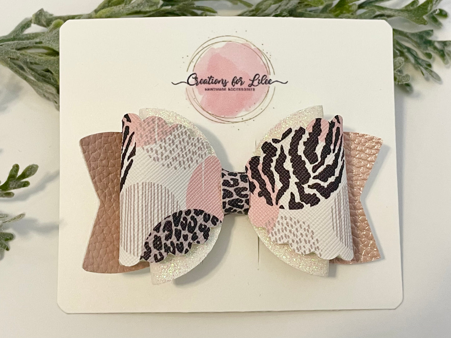 Hair Bows - Metallic Pink, Glitter & Animal Print