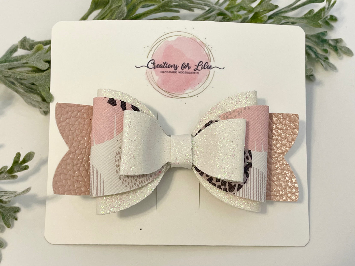 Hair Bows - Metallic Pink, Glitter & Animal Print