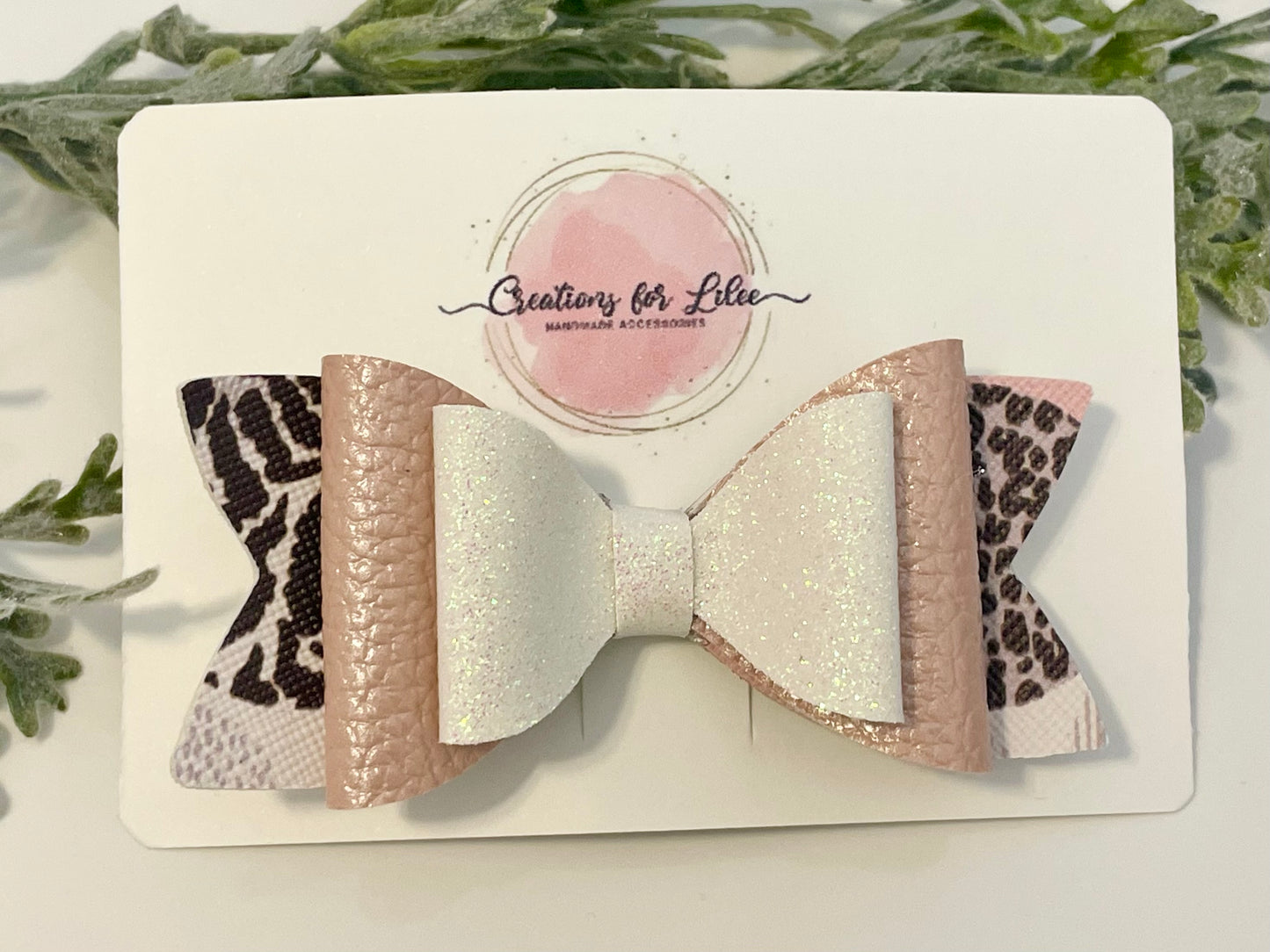 Hair Bows - Metallic Pink, Glitter & Animal Print