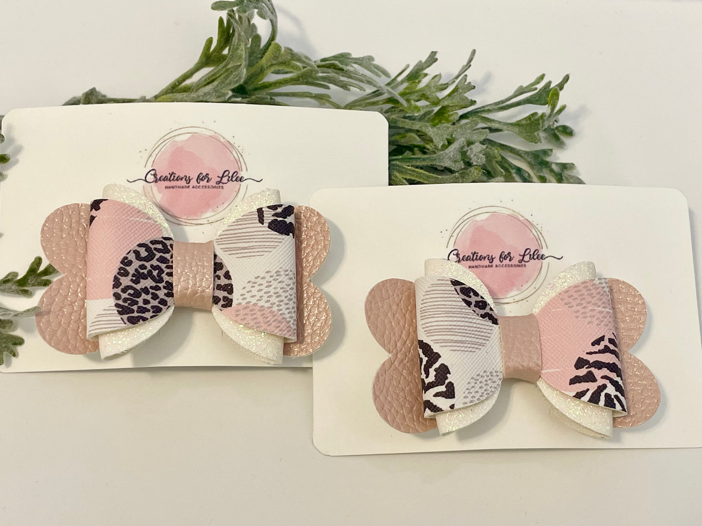 Hair Bows - Metallic Pink, Glitter & Animal Print