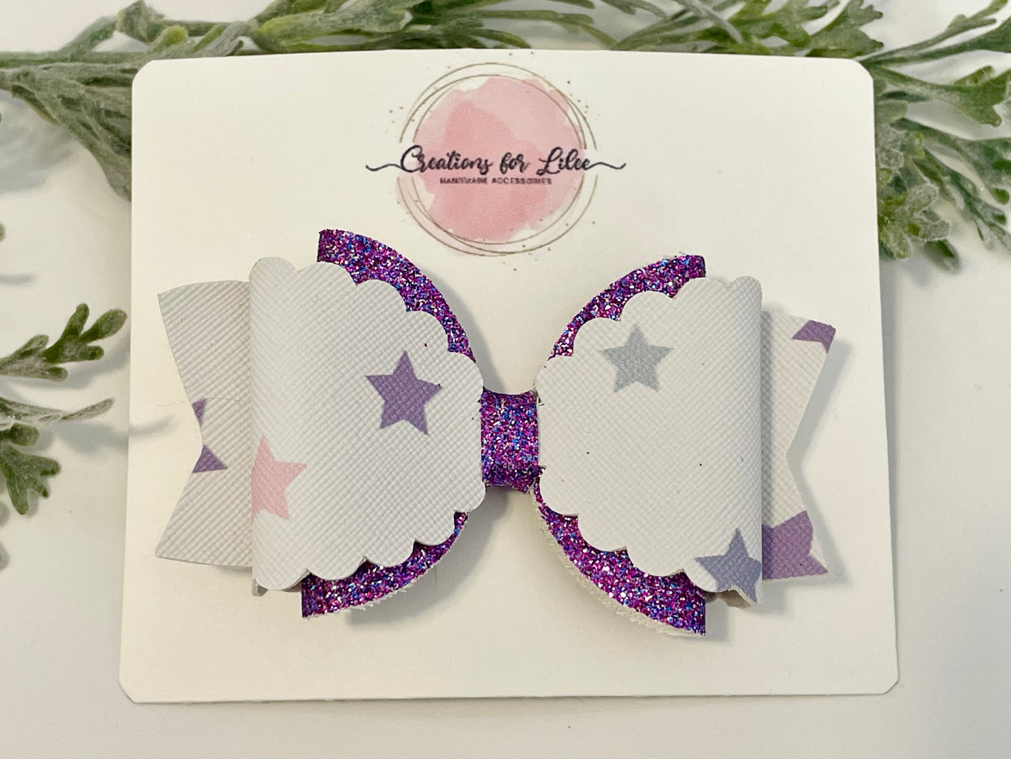 Hair Bows - Purple, Glitter & Stars