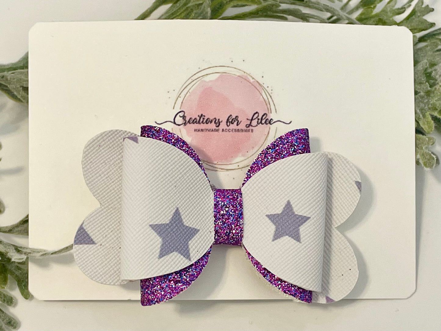 Hair Bows - Purple, Glitter & Stars