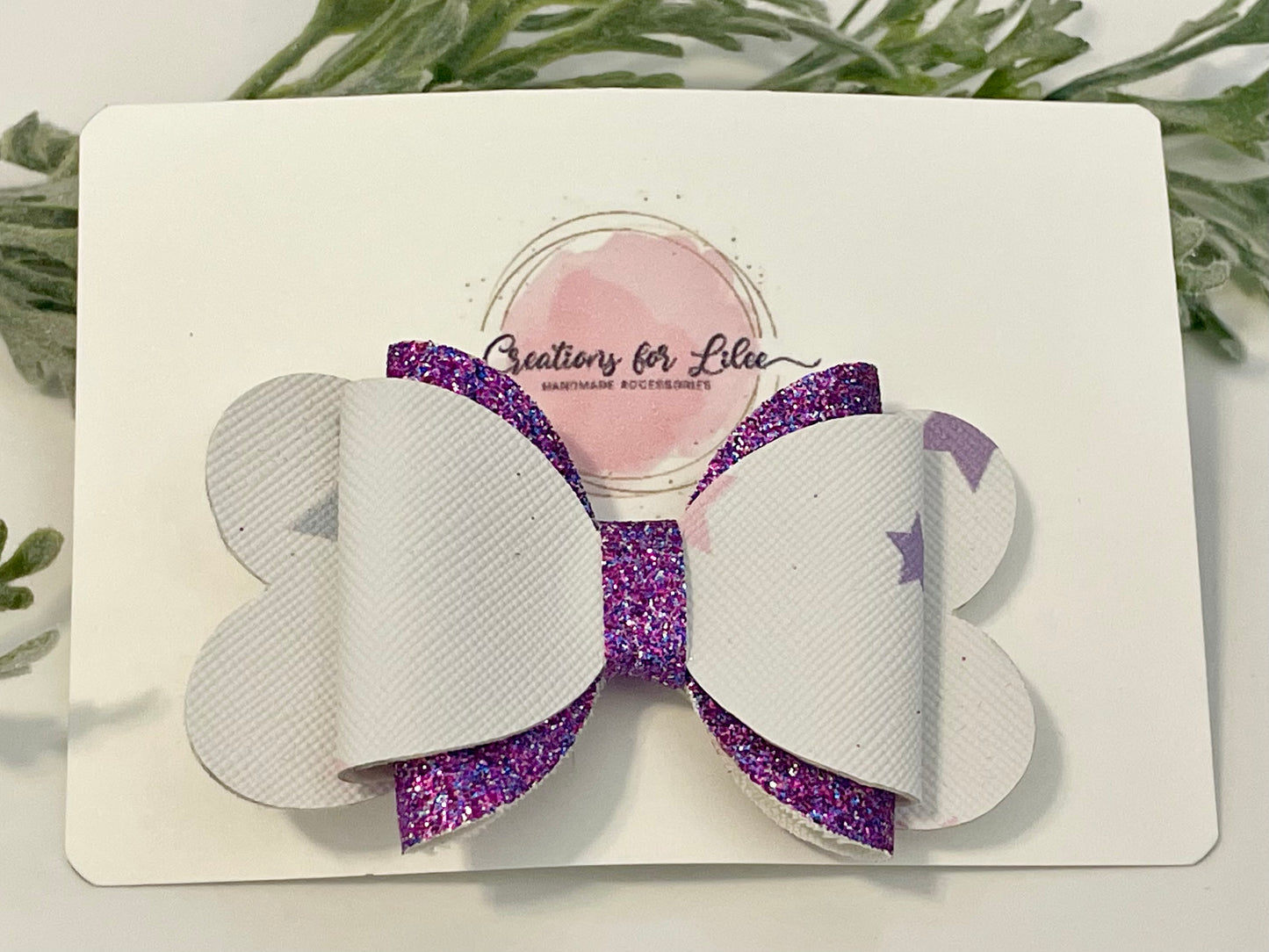 Hair Bows - Purple, Glitter & Stars