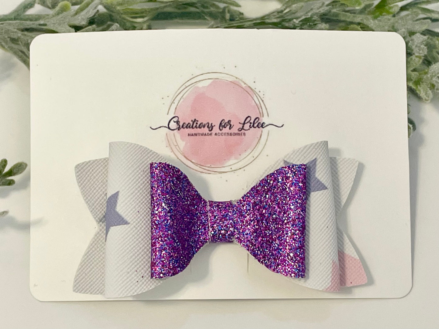 Hair Bows - Purple, Glitter & Stars