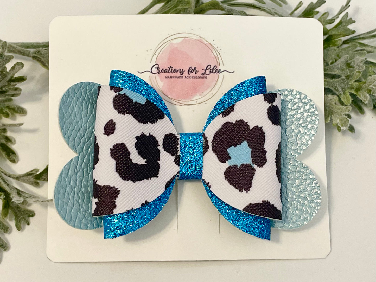 Hair Bows - Blue, Sparkles & Leopard Print