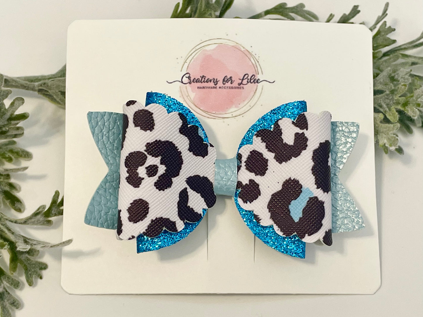 Hair Bows - Blue, Sparkles & Leopard Print