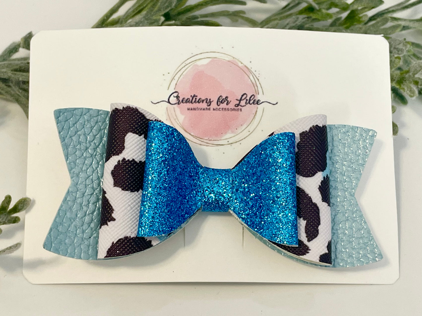 Hair Bows - Blue, Sparkles & Leopard Print