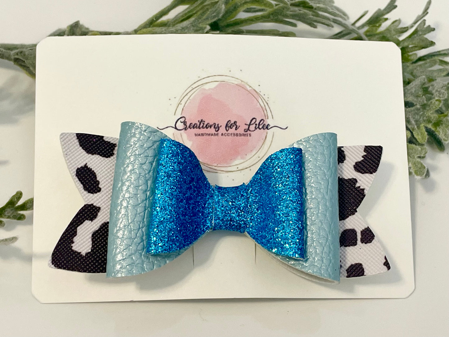 Hair Bows - Blue, Sparkles & Leopard Print