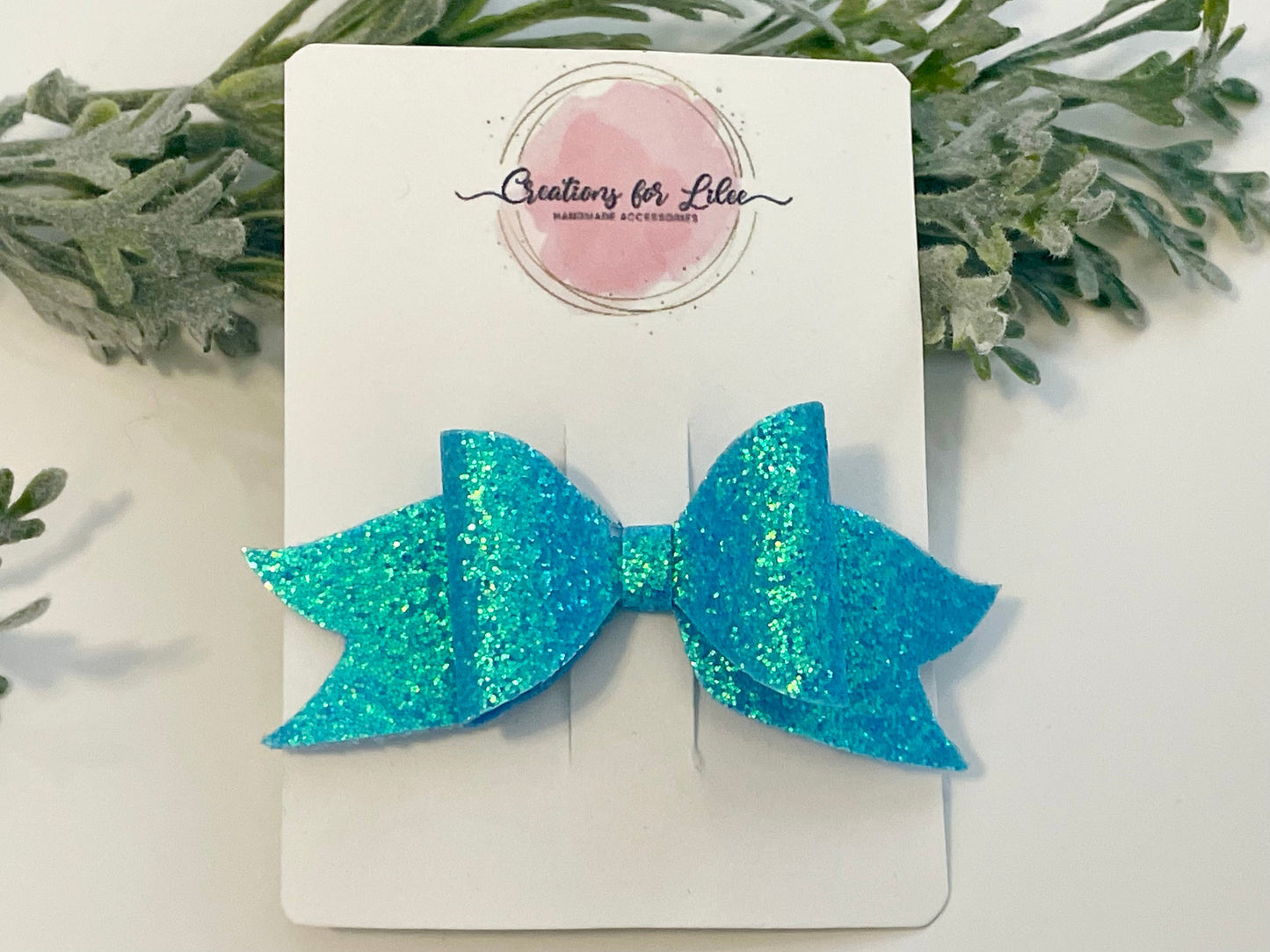 Mini Glitter Bow - Blue