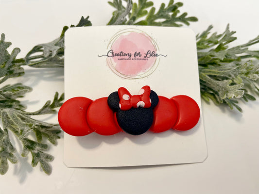 Clay Hair Clips - Minnie Mouse