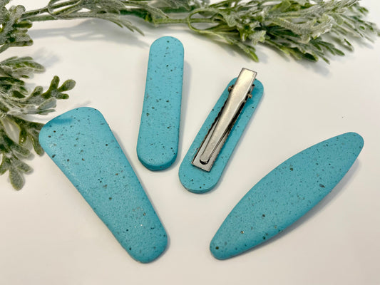 Clay Hair Clips - Turquoise