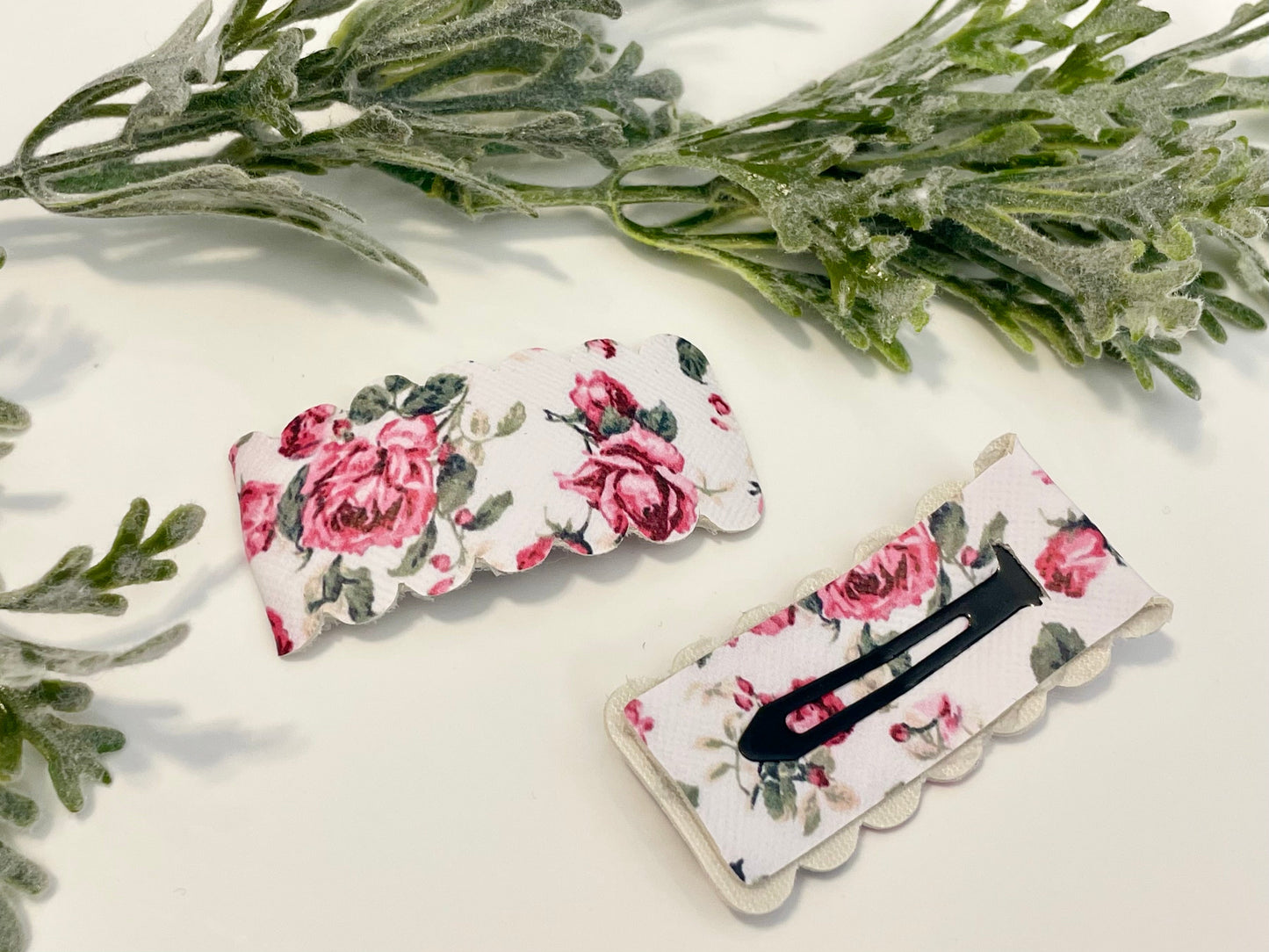 Leatherette Snap Clips - 3-Pack Florals & Pink