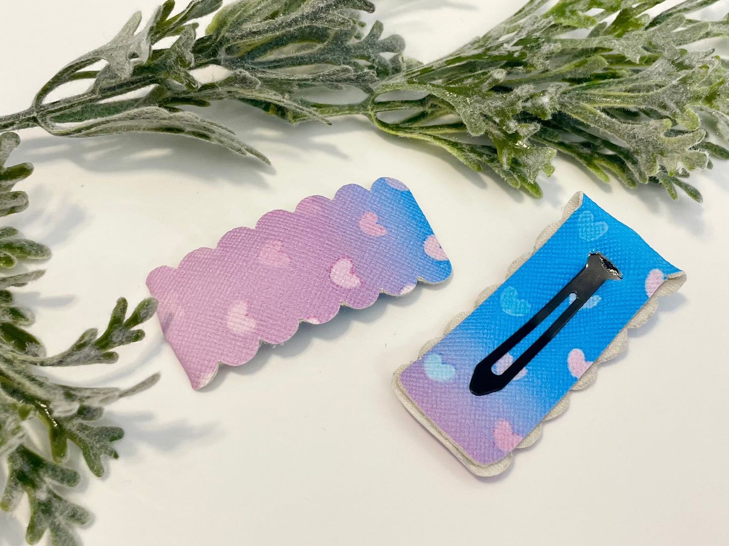 Leatherette Snap Clips - 3-Pack Mermaid & Hearts