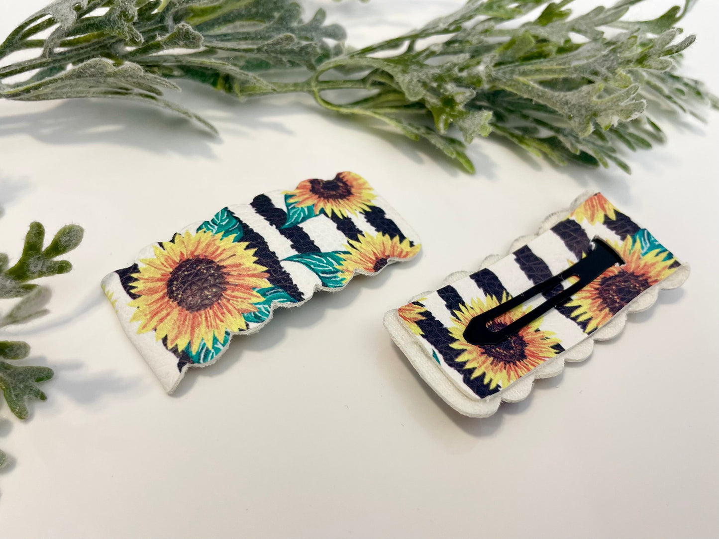 Leatherette Snap Clips - 2-Pack Sunflower Combo