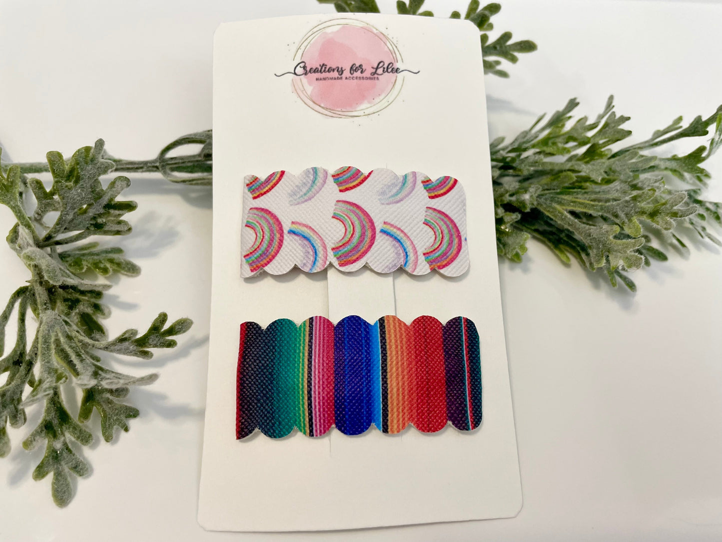 Leatherette Snap Clips - 2-Pack Rainbow