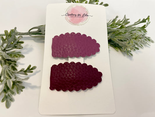 Leatherette Snap Clips - 2-Pack Purple & Burgundy