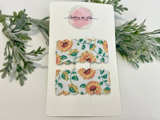 Leatherette Snap Clips - 2-Pack Sunflowers