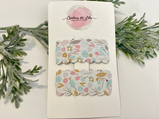 Leatherette Snap Clips - 2-Pack Pastel Floral