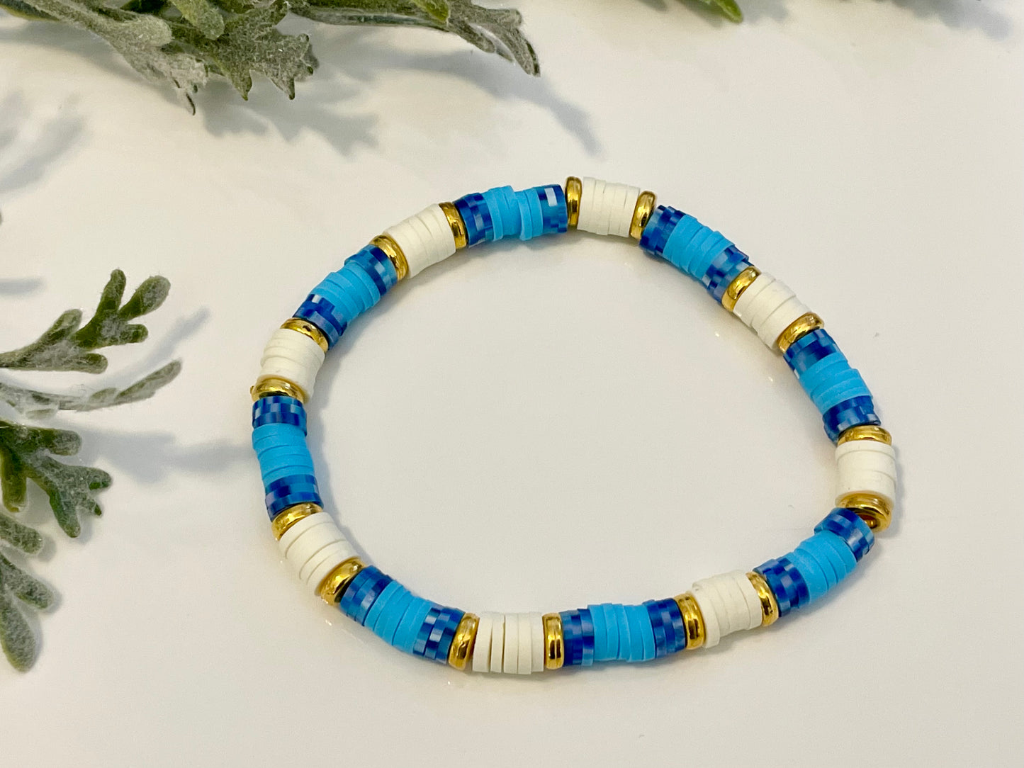 Heishi Stack Bracelets - Blues