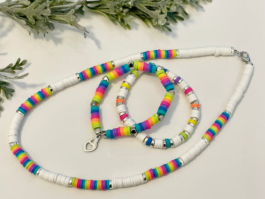 Heishi Necklace - White & Brights