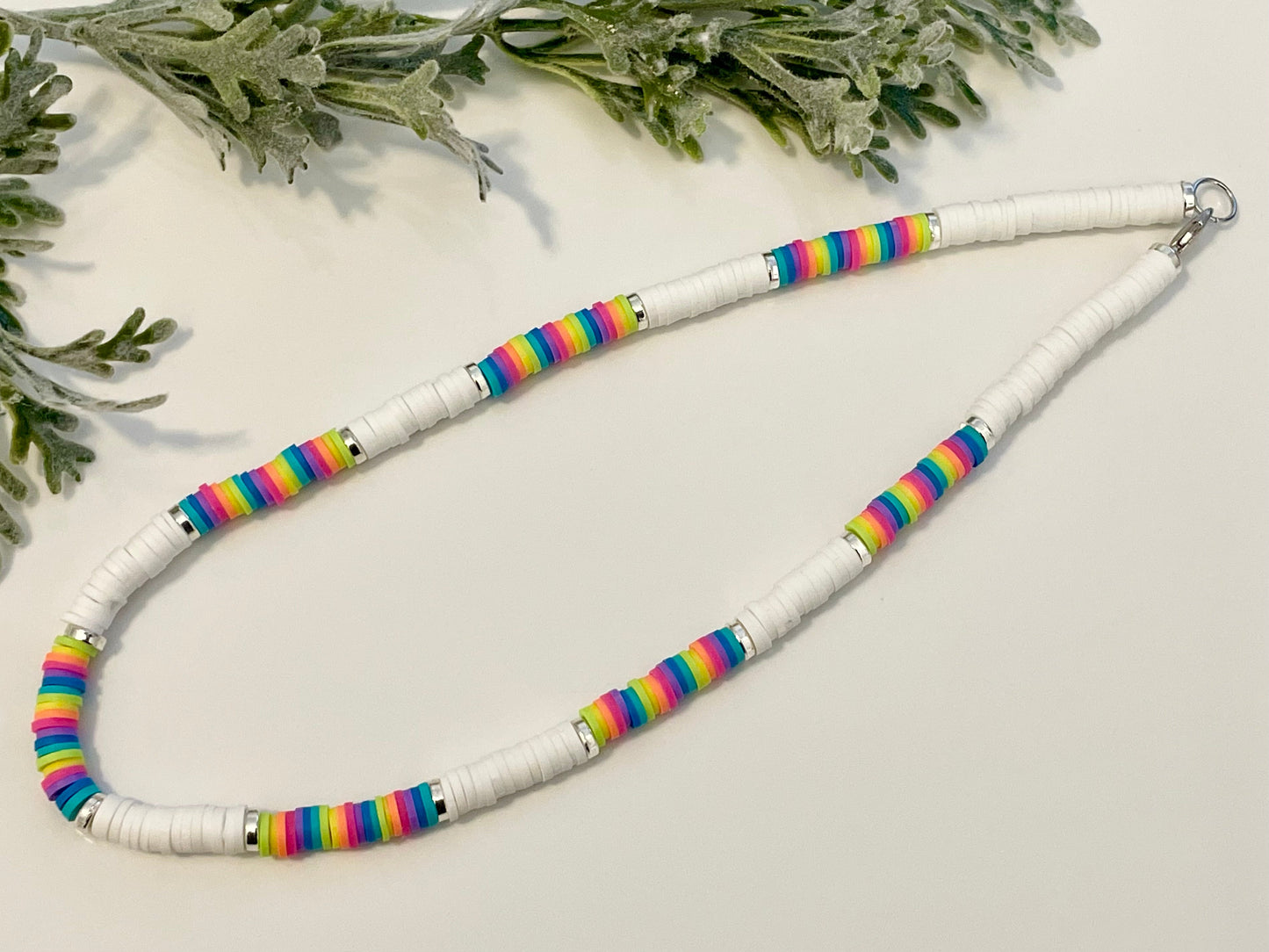 Heishi Necklace - White & Brights