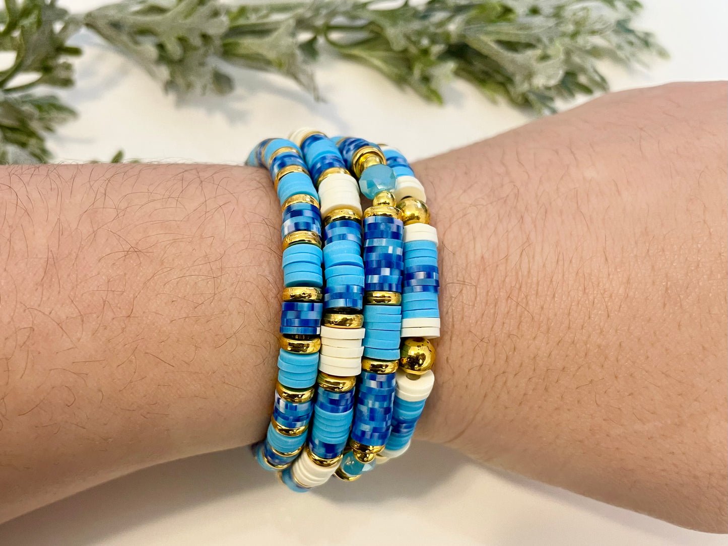 Heishi Stack Bracelets - Blues